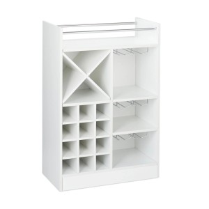 Relaxdays Weinregal Holzwerkstoff Weiß mit Weinglashalter 96 cm x 63 cm x 35 cm 27 kg