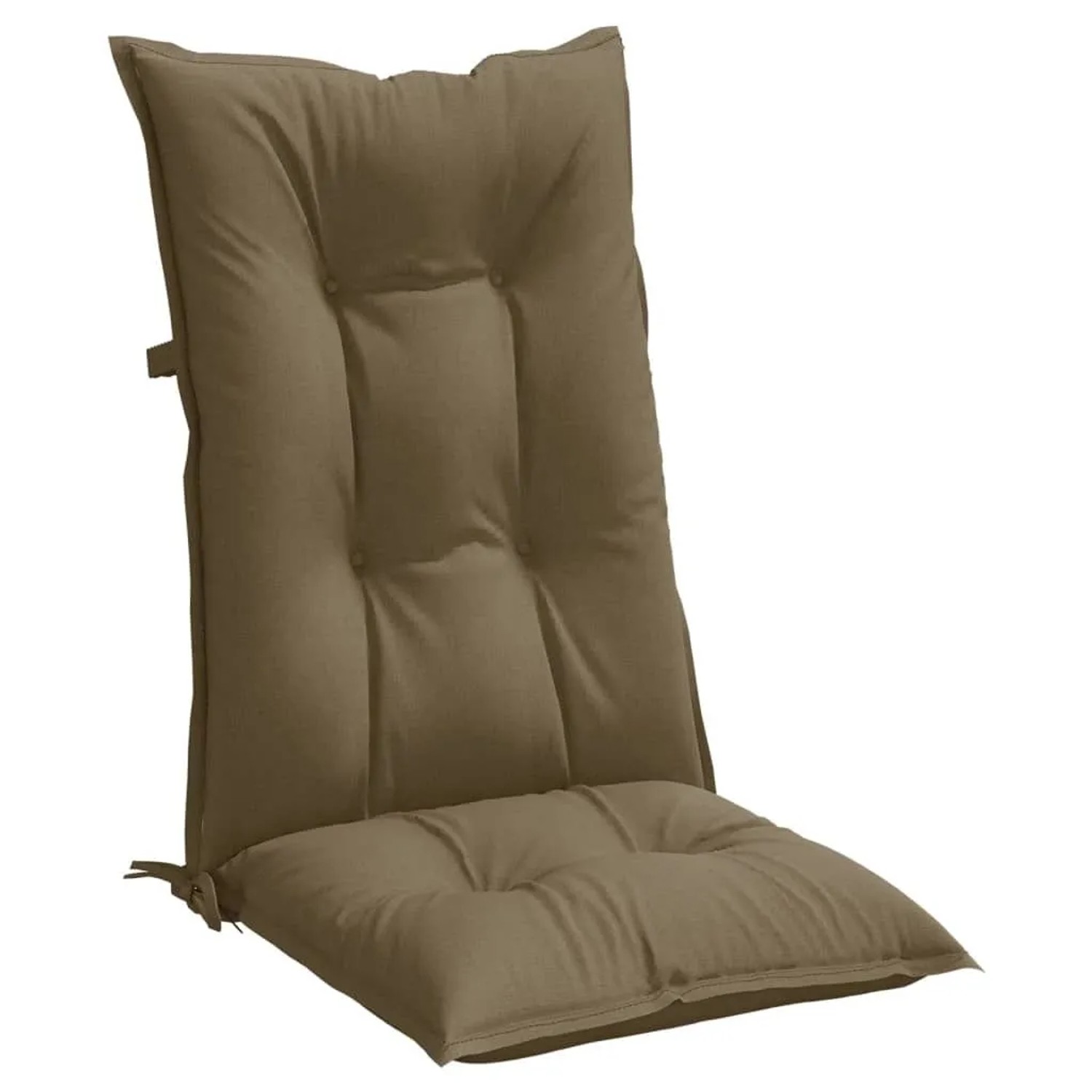 Melange Taupe Hochlehner-Auflage aus weichem Stoff, gesteppt für Komfort. Ideal als Sitzkissen für Gartenstühle.