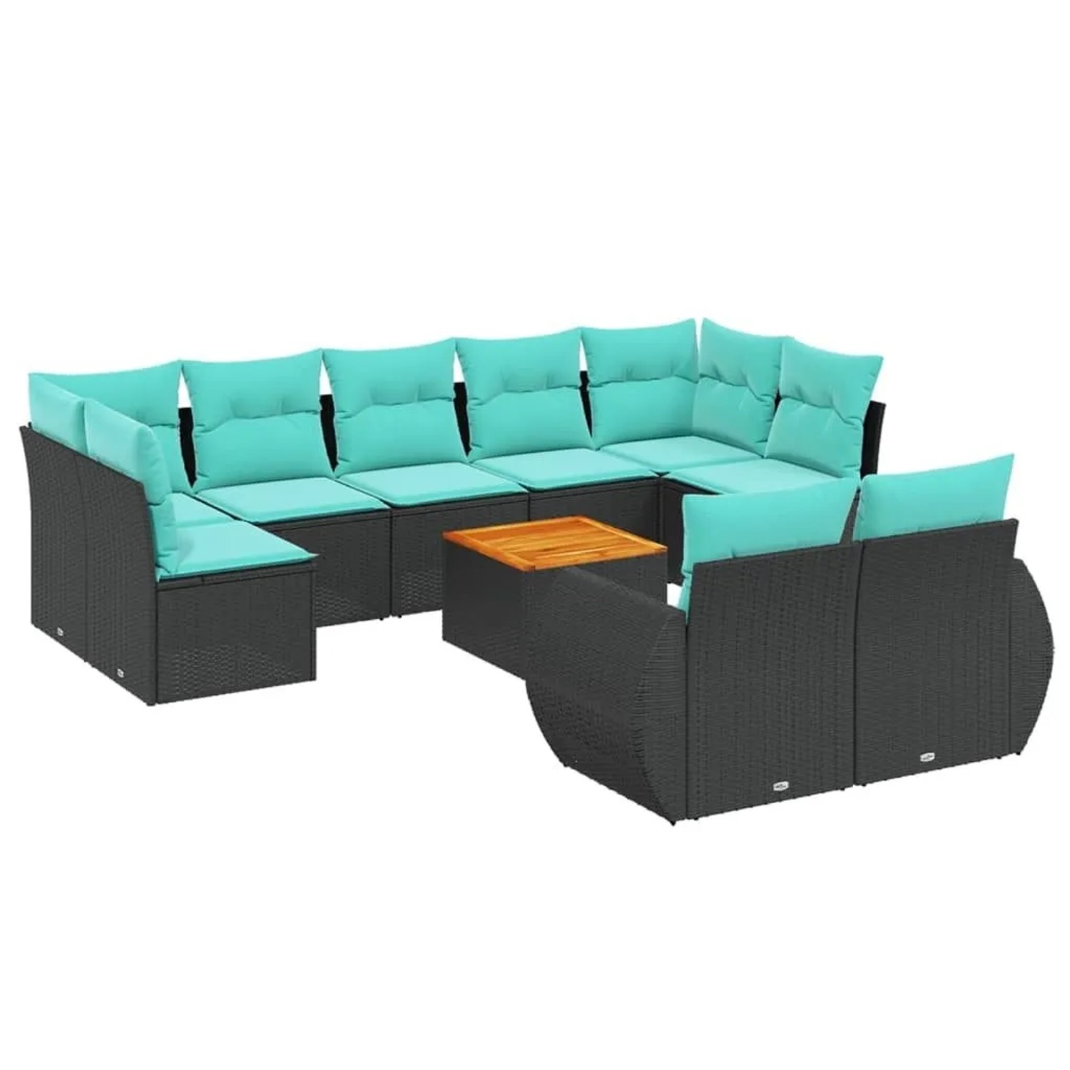 vidaXL 10-Tlg Gartensofa-Set mit Kissen Schwarz Polyrattan 3225154 günstig online kaufen