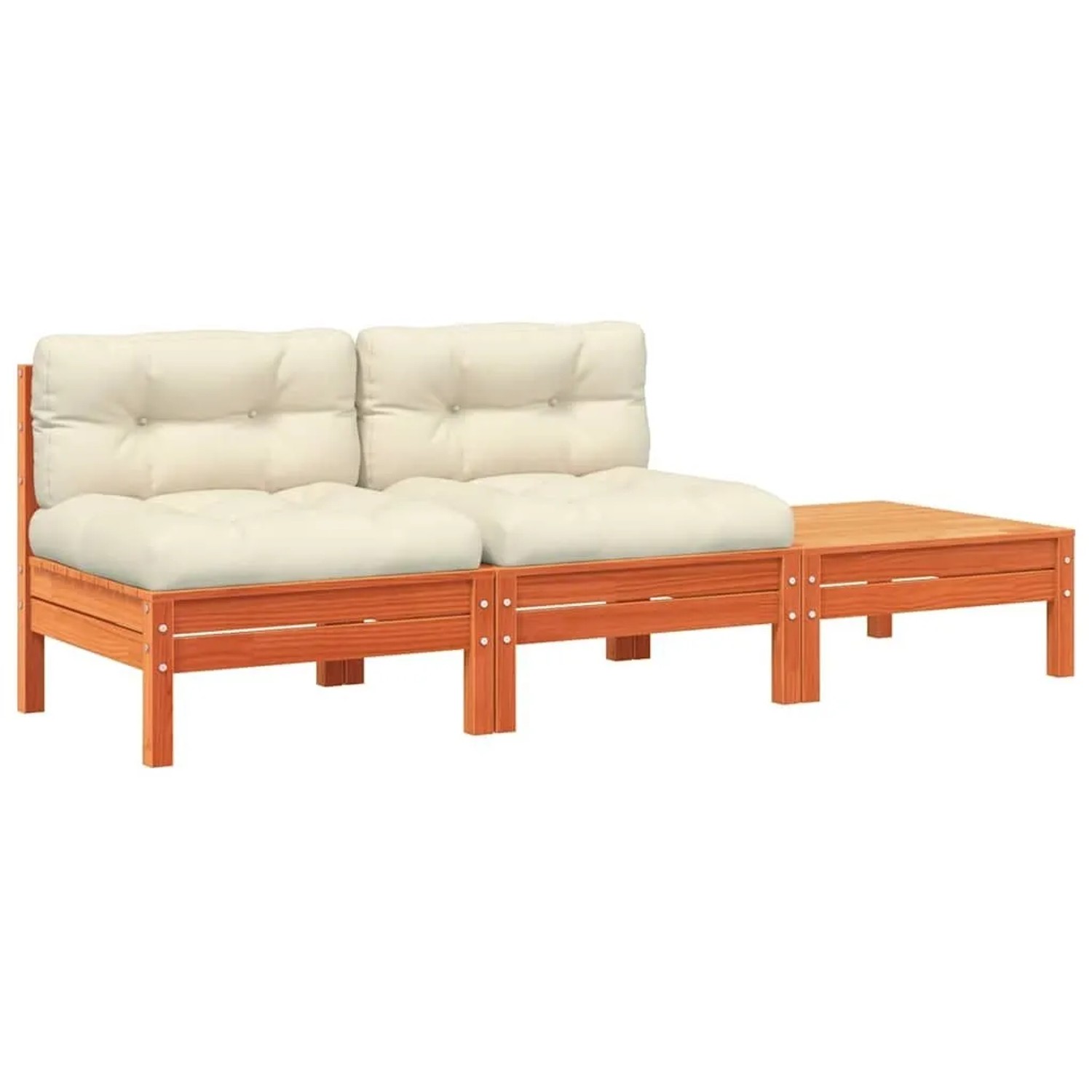 vidaXL Gartensofa mit Kissen und Hocker 2-Sitzer 838182