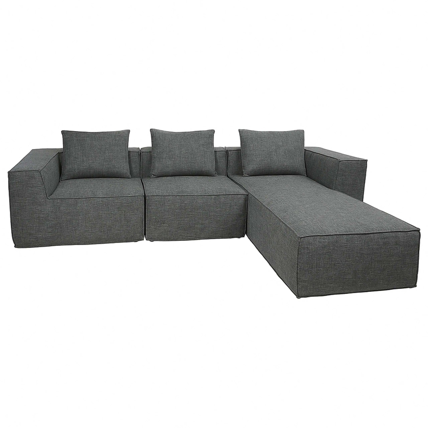 MCW L-Sofa O54 Erweiterbar Modular Rechts/links Stoff/Textil 63x270x190cm Dunkelgrau