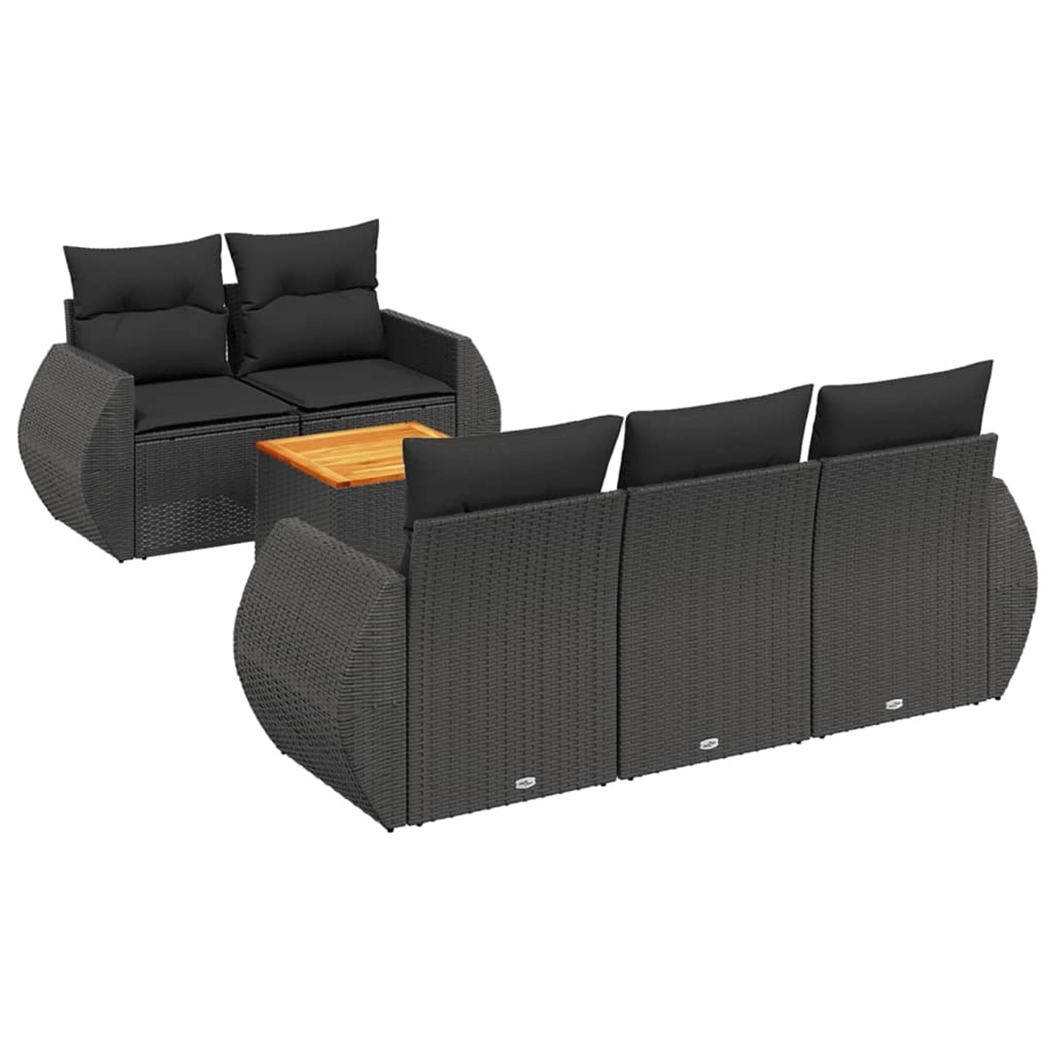 vidaXL 6-Tlg Garten-Sofagarnitur mit Kissen Schwarz Poly Rattan 3257217 günstig online kaufen