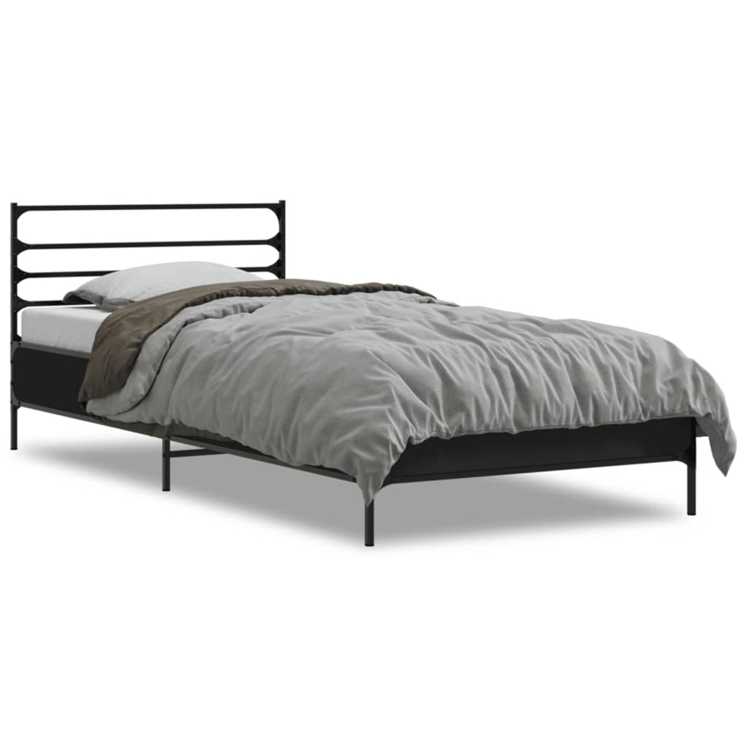 vidaXL Bettgestell Schwarz 75x190 cm Holzwerkstoff und Metall 845622 günstig online kaufen