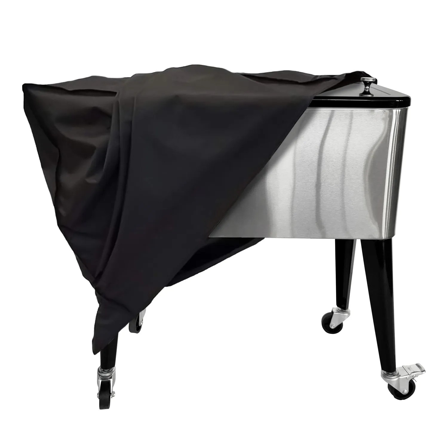 Axi Kühlwagen mit schwarzer Polyester Abdeckung zum Schutz vor Wind und Wetter.