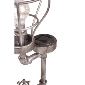 DELUKE Solar-Leuchte CELLE, Stahl Antik-Silber, 56,5cm, Garten-Tischlampe für Outdoor.