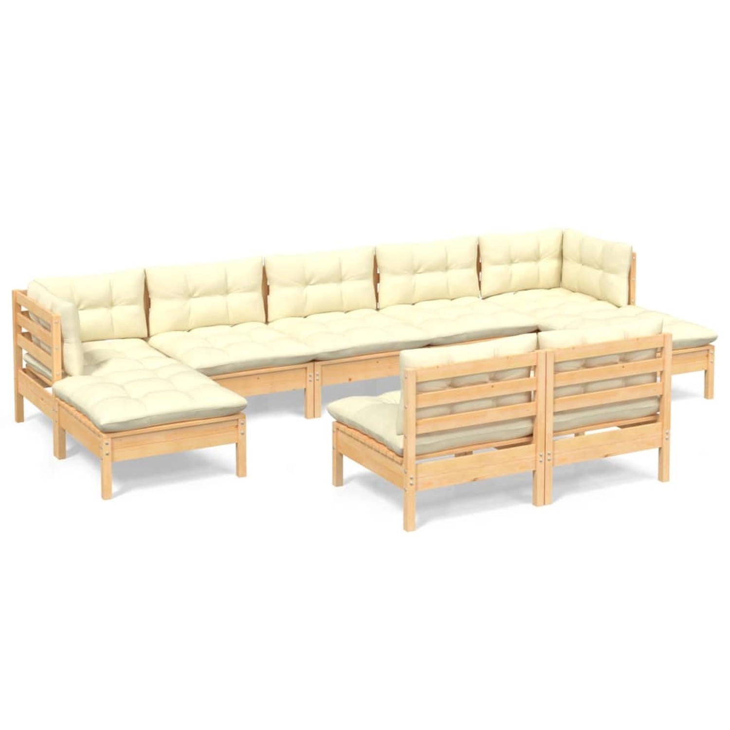 vidaXL 9-tlg Garten-Lounge-Set mit Creme Kissen Kiefernholz Modell 7