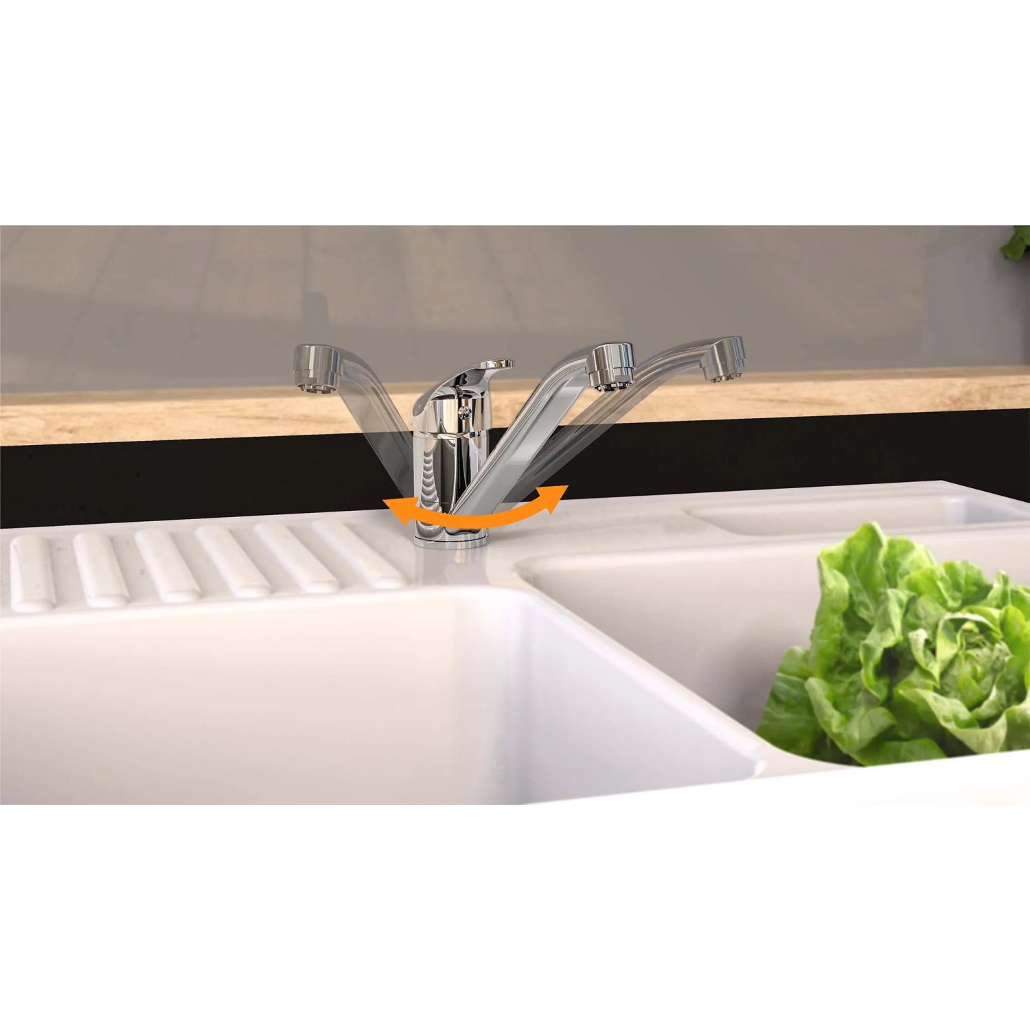 Eisl GRANDE VITA CLASSIC Niederdruck Spültischarmatur Chrom mit schwenkbarem Auslauf.