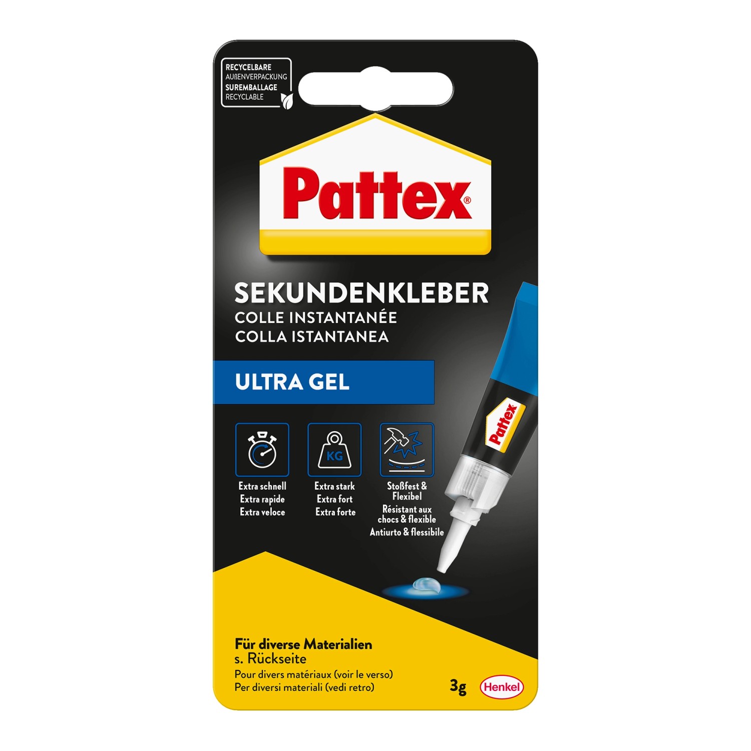 Pattex Sekundenkleber Ultra Gel flexibler Alleskleber 3g günstig online kaufen