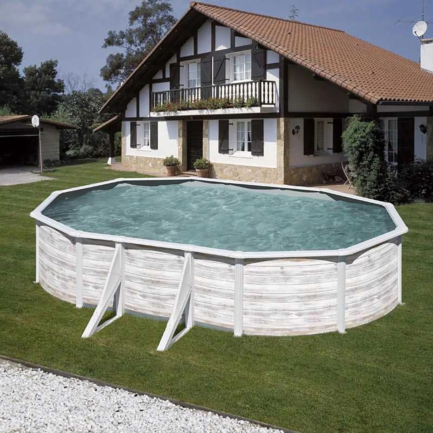 Gre Pool Finlandia Oval mit Nordicoptik 500 cm x 300 cm x 120 cm NordicWeiß