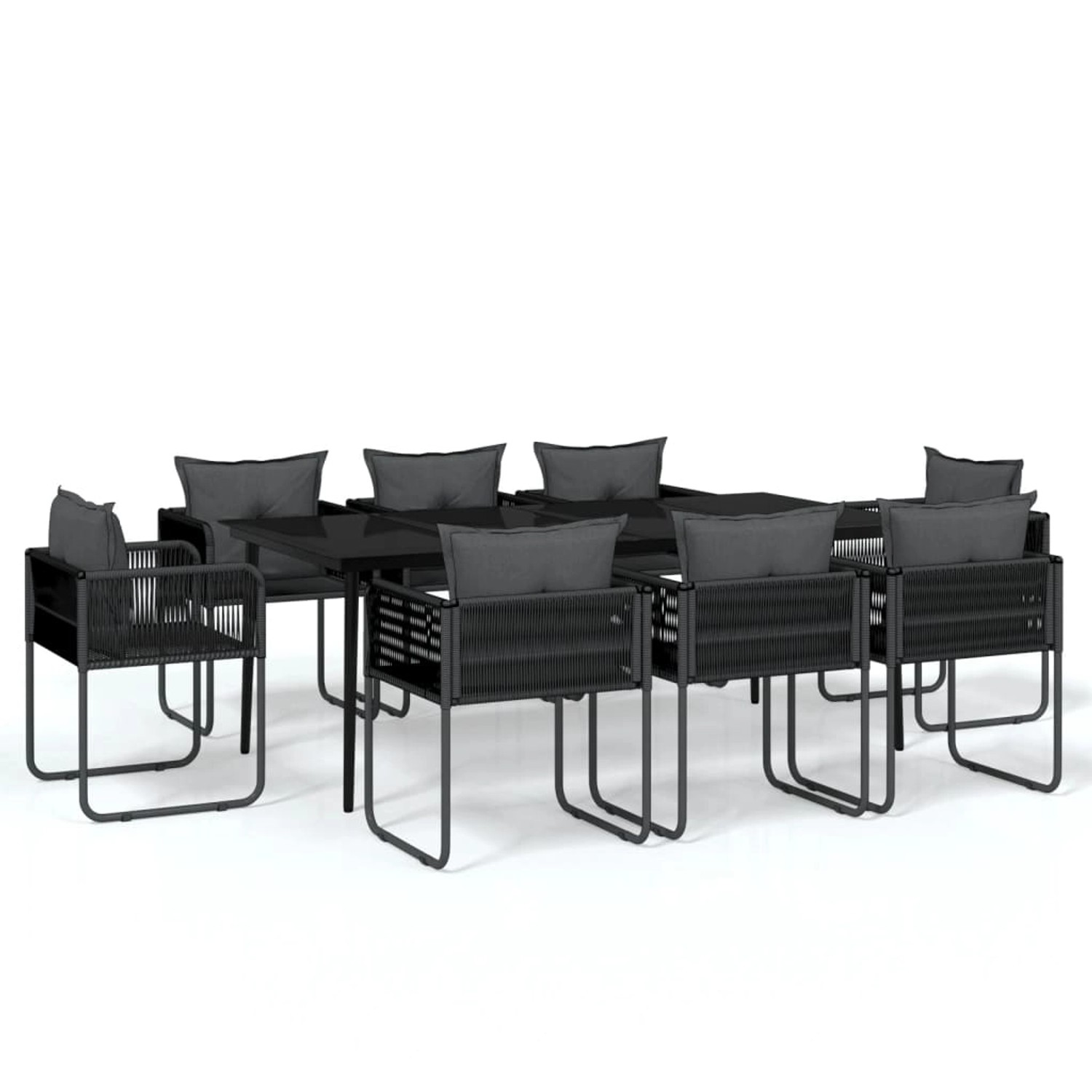 vidaXL 9-Tlg Garten-Essgruppe Schwarz 3099088