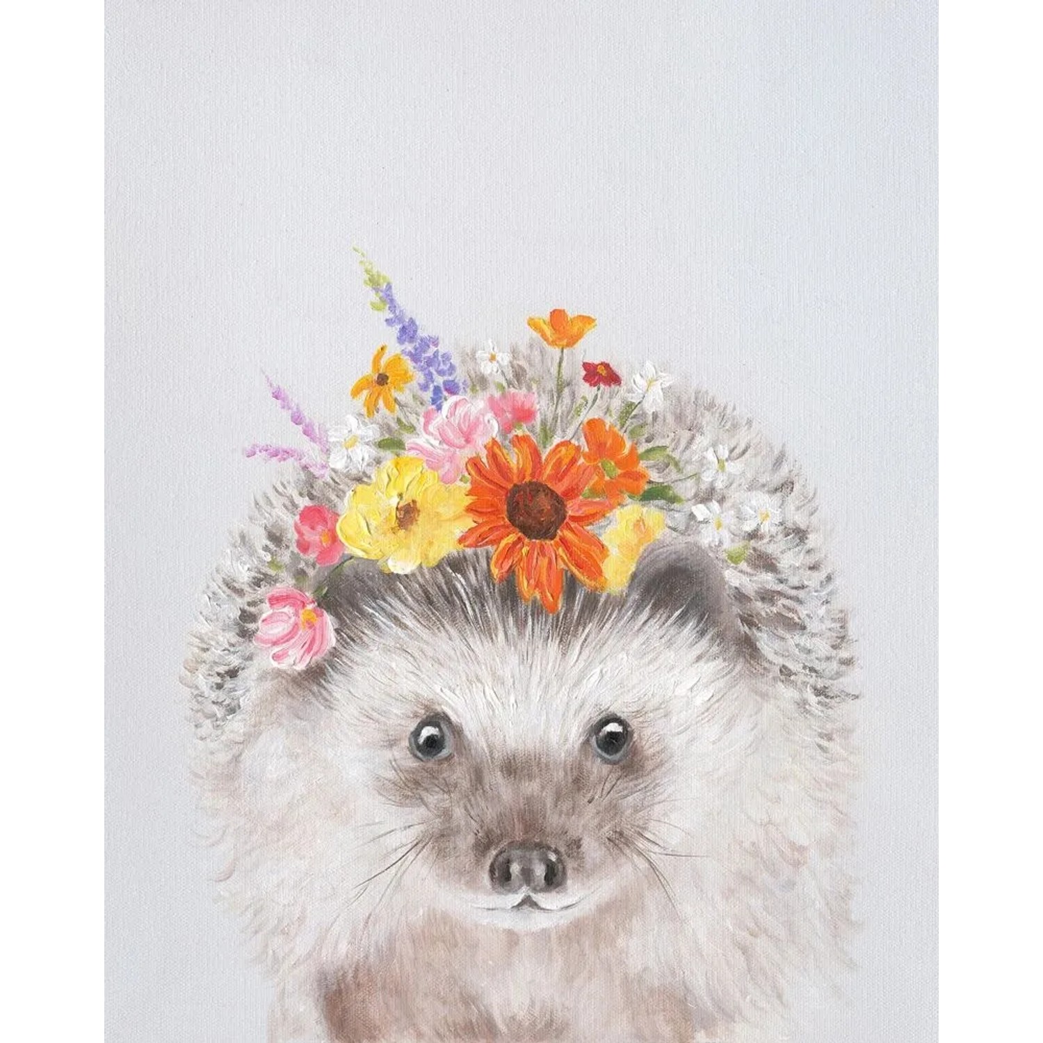 Art Universe Leinwandbild Igel mit Blumen 40 x 50 cm
