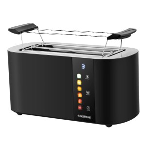 Steinborg XXL Toaster mit 4 Schlitzen, Touchbedienung und Brötchenaufsatz, schwarz.