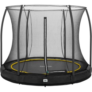 Schwarzes Salta Comfort Edition Bodentrampolin ø 251 cm mit Sicherheitsnetz.