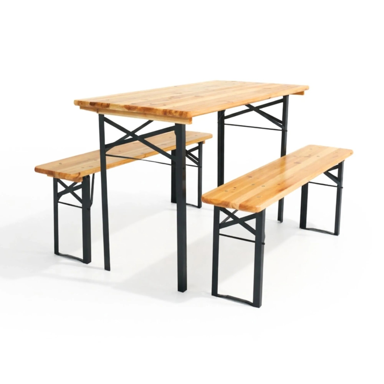 CHEFGASTRO Bierzeltgarnitur WIESN Klein & Klappbar 116 cm Breit 3-teilig 1x Tisch & 2x Bierbank Lackiertes Holz Festzeltgarnitur Kurz Gartenmöbel-Set