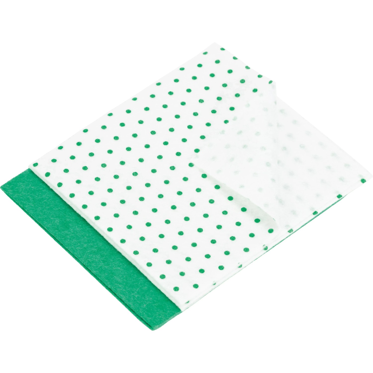 Spül- und Haushaltstuch Vlies, 2er-Set, grün/weiß gepunktet, für Küche & Haushalt.