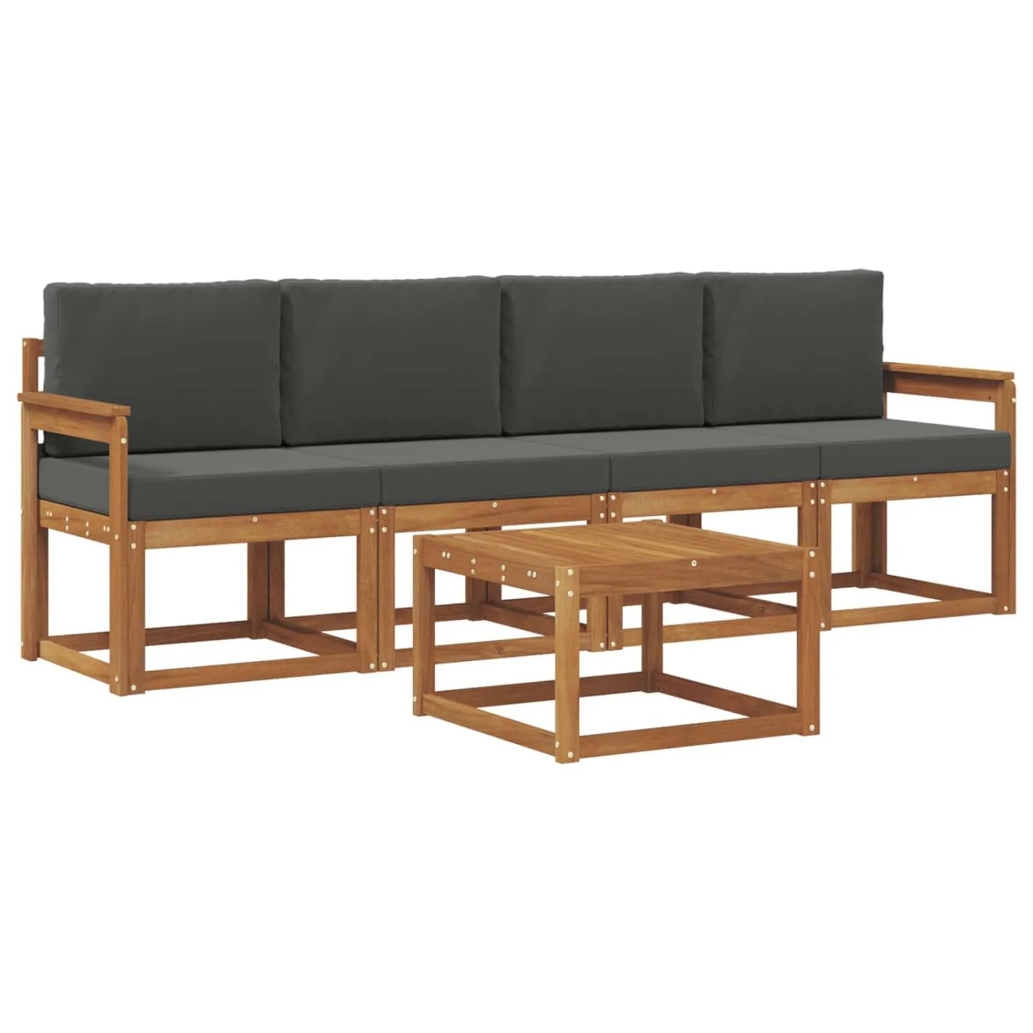 vidaXL Outdoor-Sofagarnitur mit Kissen 5 Stk Natur und Anthrazit 3365965