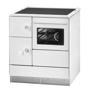 Weißer Haas+Sohn Küchenofen (7,5 kW) mit Kochplatte und Backofen.