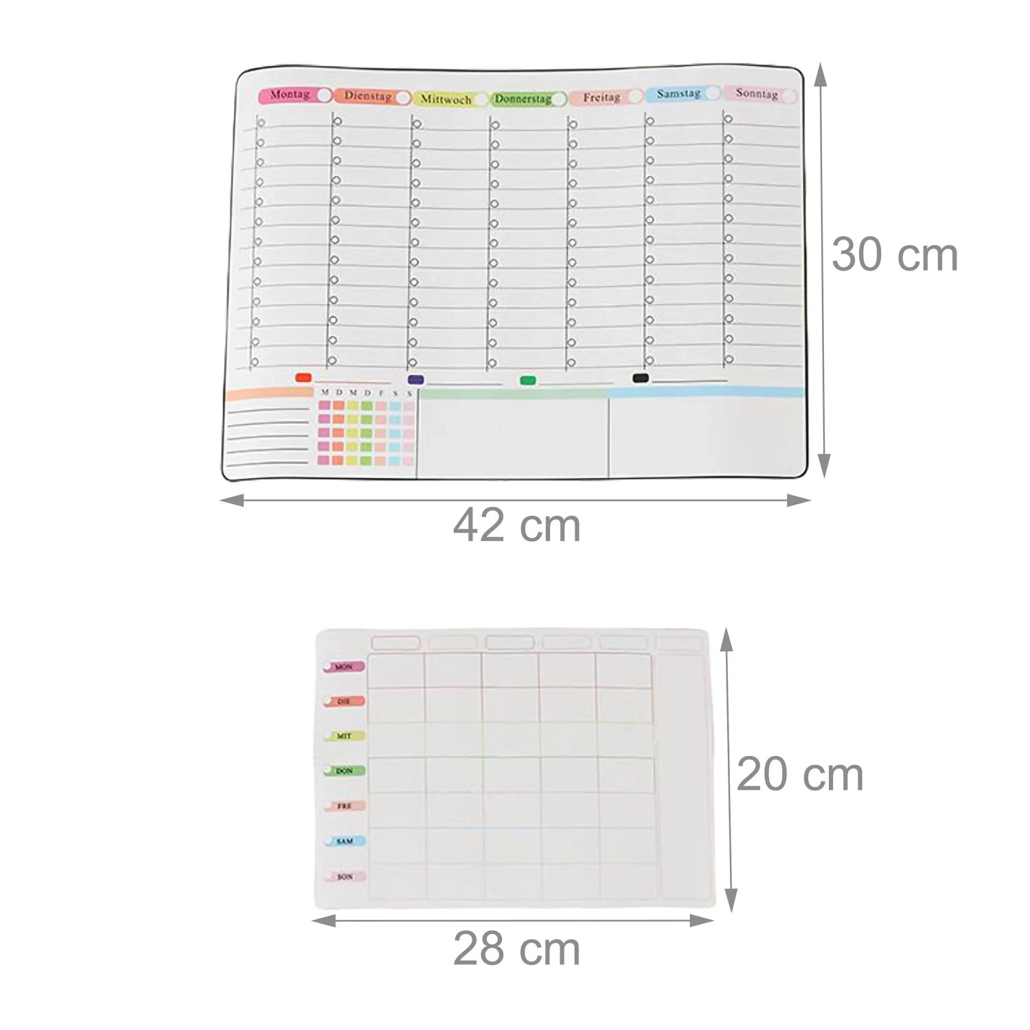 Relaxdays Whiteboard für Kühlschrank 3er Set Kunststoff Weiß Magnetisch Abwischbar 30 cm x 42 cm 20 cm x 28 cm 0,6 kg_4