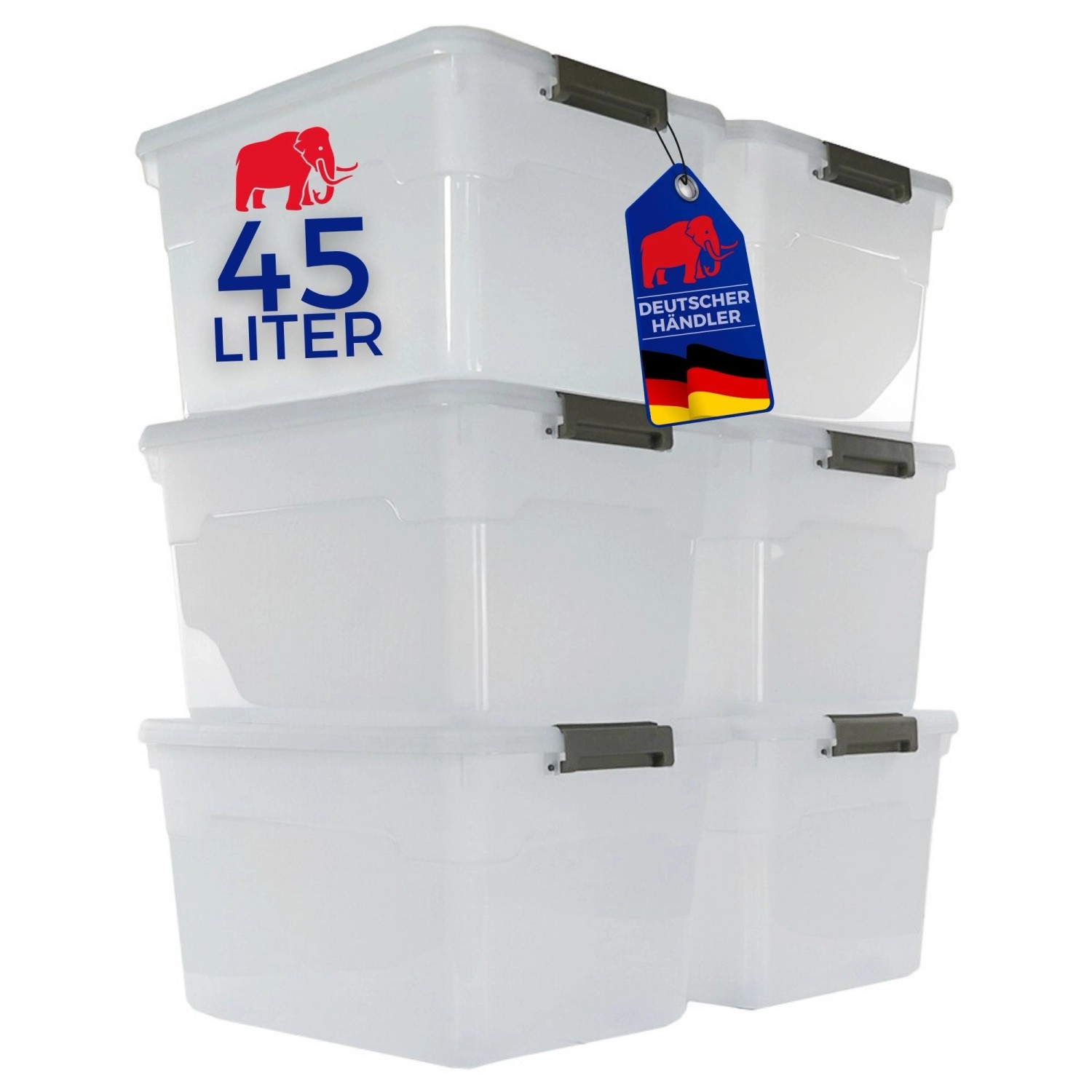 Proregal Aufbewahrungsbox Mit Deckel 45L 6er Set Groß Rollen Transparent St günstig online kaufen