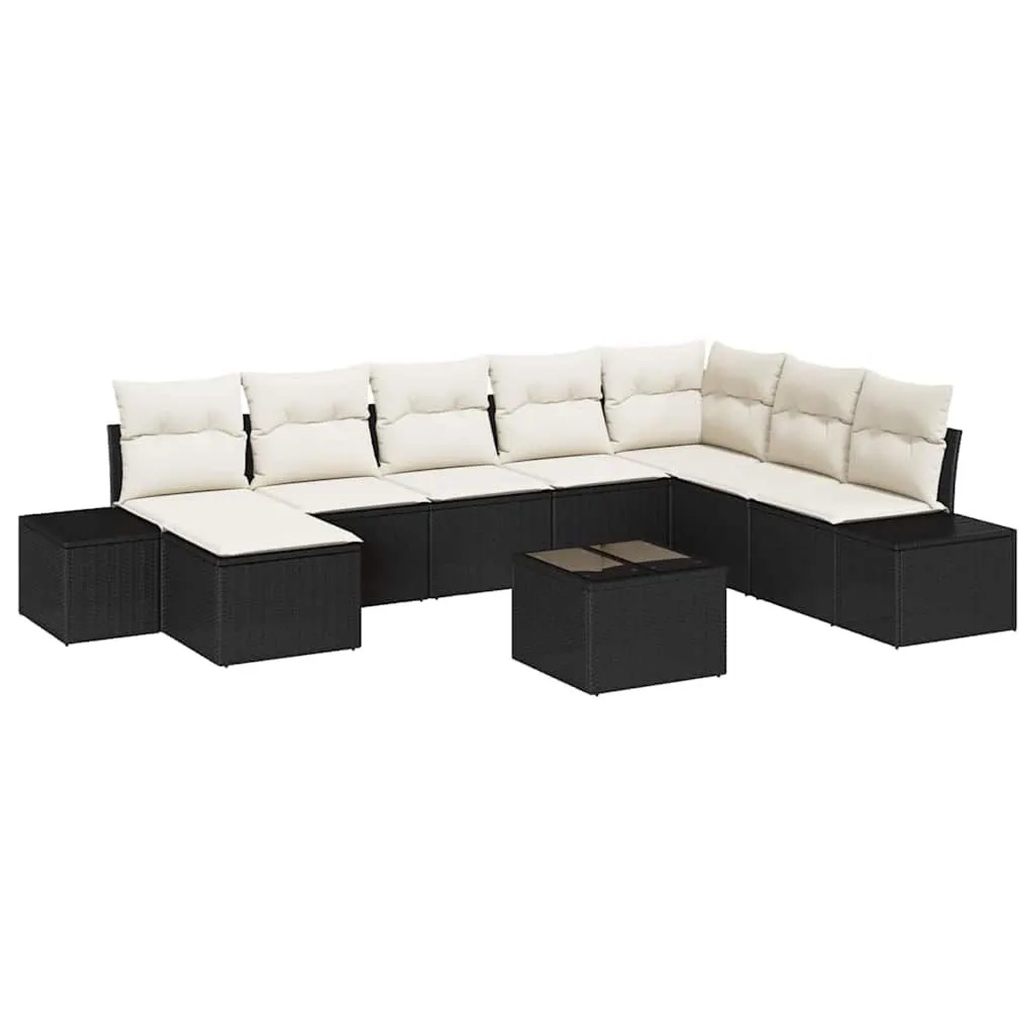 vidaXL Gartensofa-set mit Kissen 9-Tlg Schwarz Poly-Rattan 3347187 günstig online kaufen