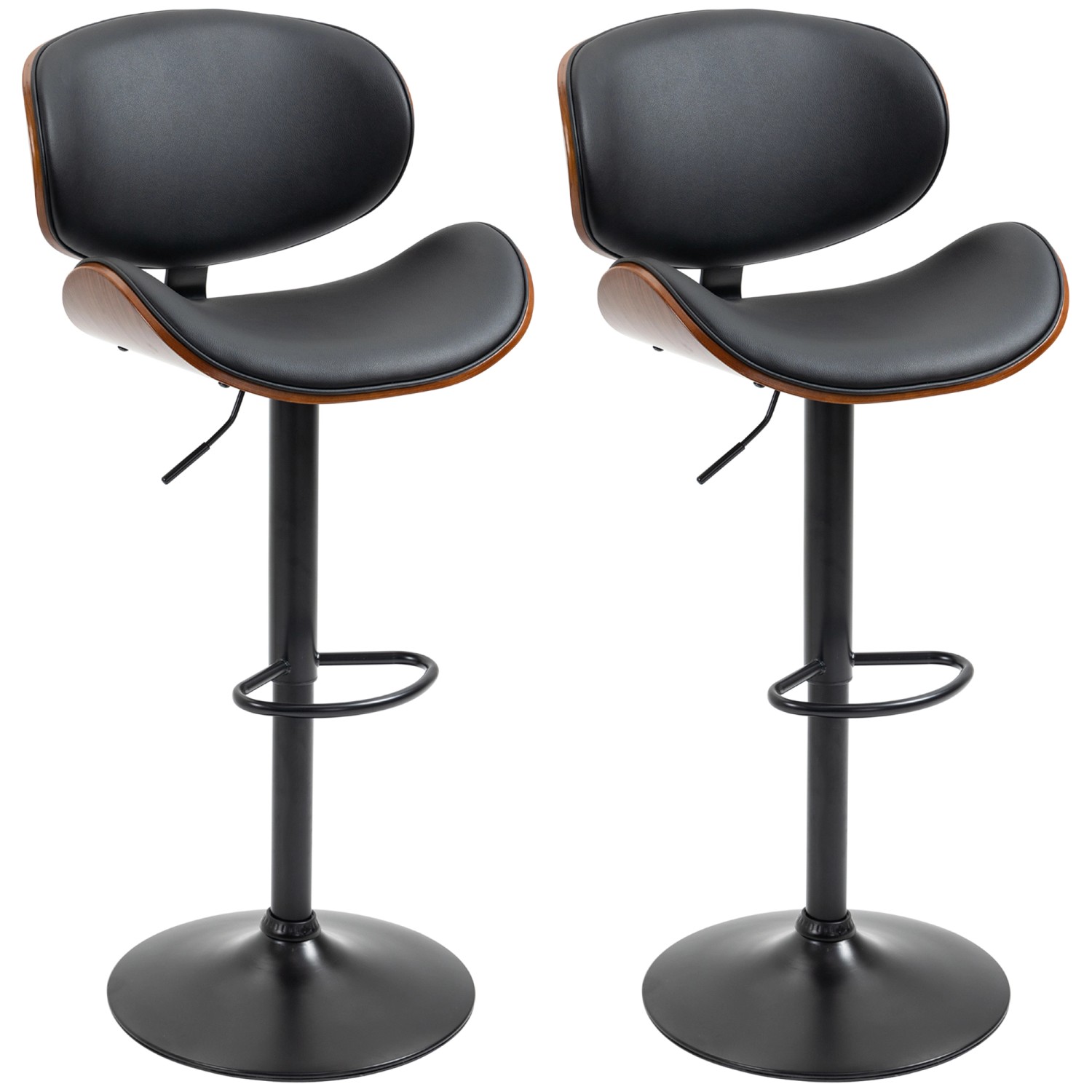 Thumbnail - HOMCOM 2er-Set Barhocker Höhenverstellbar mit Fußstützen Schwarz 53 x 52 x 92-112cm