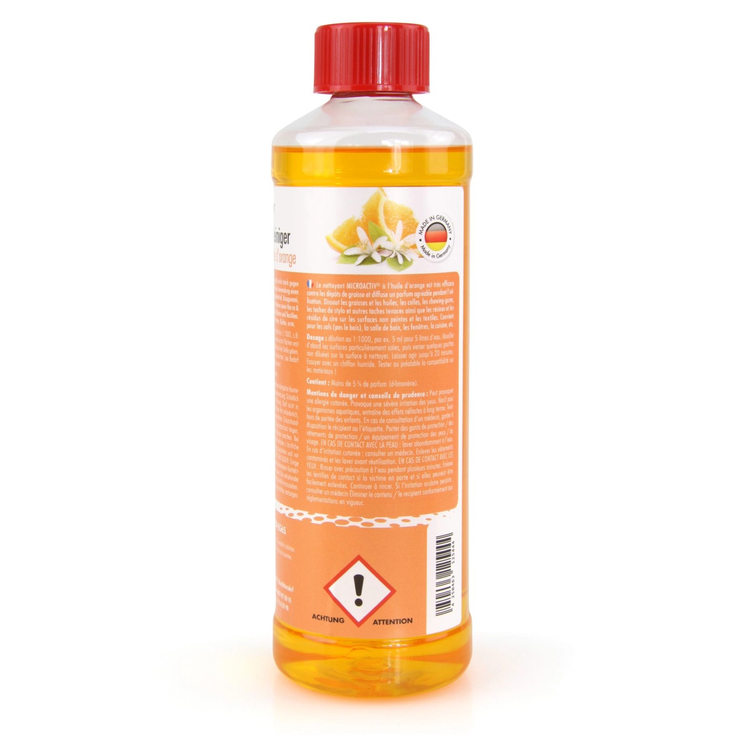 Microactiv Orangenöl Reiniger Konzentrat, 500ml Flasche. Reinigungsmittel für Haushalt und Auto.