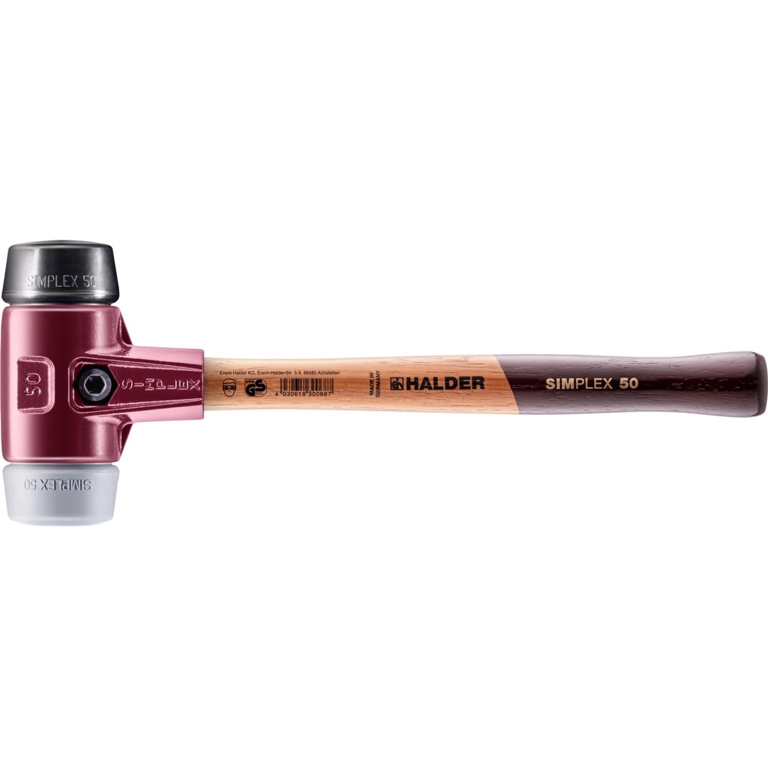 Halder Simplex Schonhammer Ø 50 mm Gummi   TPE-mid Grau mit Tempergussgehäu günstig online kaufen