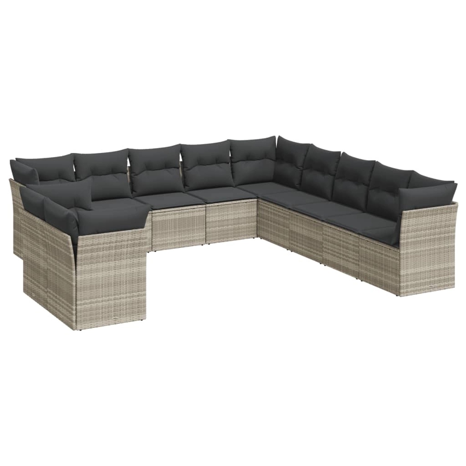 vidaXL 11-Tlg Garten-Sofagarnitur mit Kissen Hellgrau Poly Rattan 3217882 günstig online kaufen