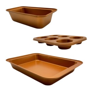 Relaxdays Backformen Set Carbonstahl Kupfer Antihaftbeschichtet 0,9 kg