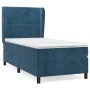Dunkelblaues Boxspringbett 90x200 cm mit Matratze und Samtbezug.