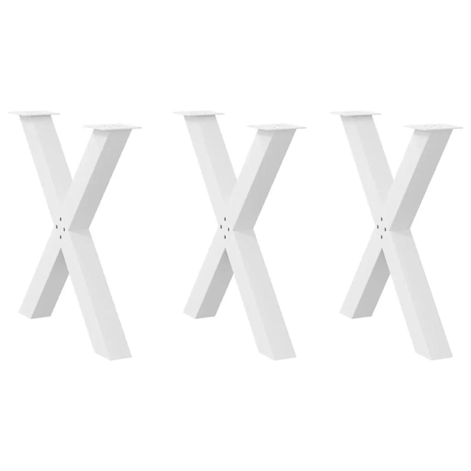 vidaXL Esstischbeine X-Form 3 Stk Weiß 80x72-73 cm Stahl 4012993