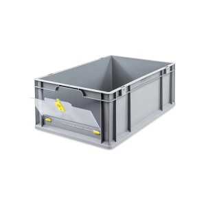Graue PROREGAL Eurobox mit transparentem Deckel, 44 Liter. Ideal als Transportbox oder Aufbewahrungsbox.