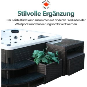 Brauner Canadian Spa Beistelltisch aus Rattan für Whirlpool, 57x57x43cm.