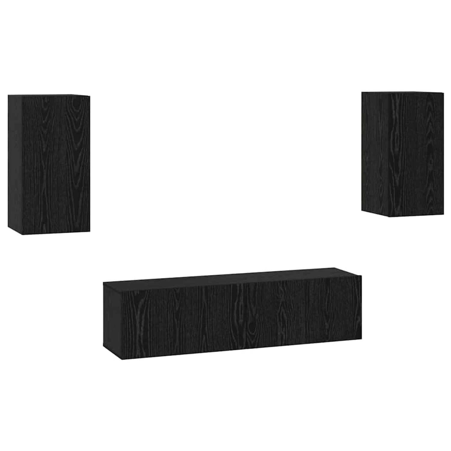 vidaXL TV-Schrank-Set Wandmontiert 4-Tlg Schwarz Eichen-Optik 3393463