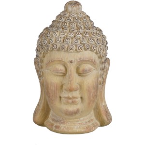 Dekorative Buddha Statue von Mica Decorations, 22,5 cm hoch, in Taupe.