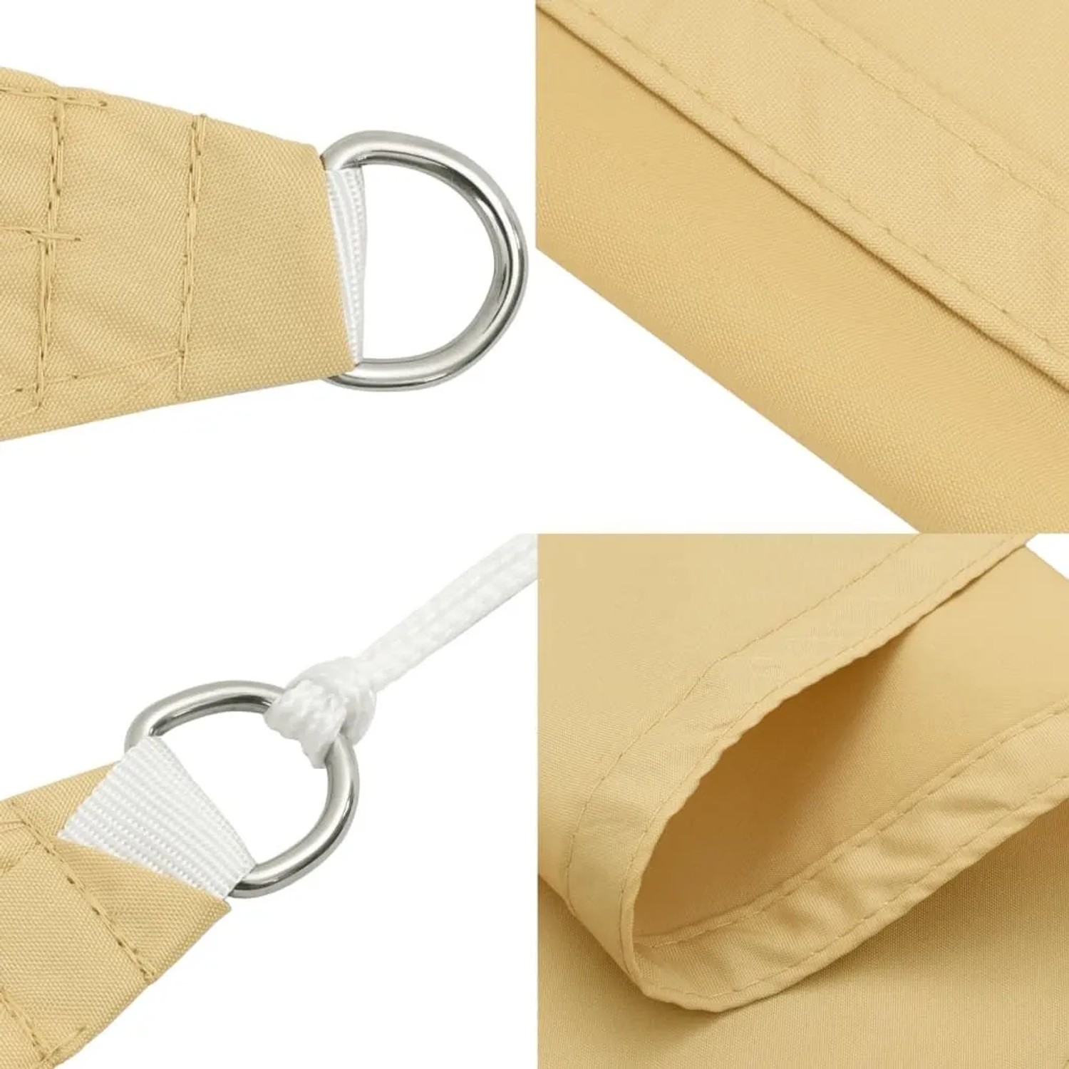 Detailansicht: Sandfarbenes vidaXL Sonnensegel 3x3m aus Polyester Oxford.