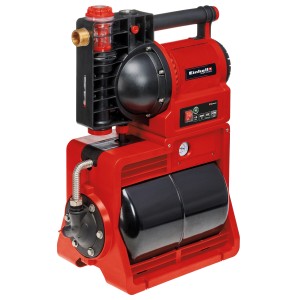 Einhell GE-WW 1145 ECO Hauswasserwerk: Rote Gartenpumpe mit schwarzem Tank und Wasserfüllanzeige.