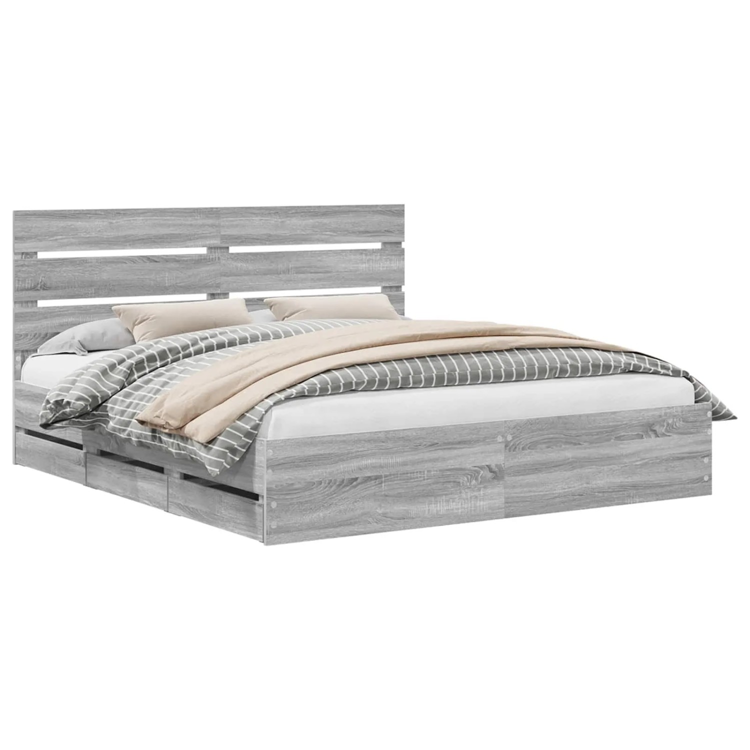 vidaXL Bettrahmen Graues Sonoma 180 x 200 cm Ingenieurs Holz 3411817