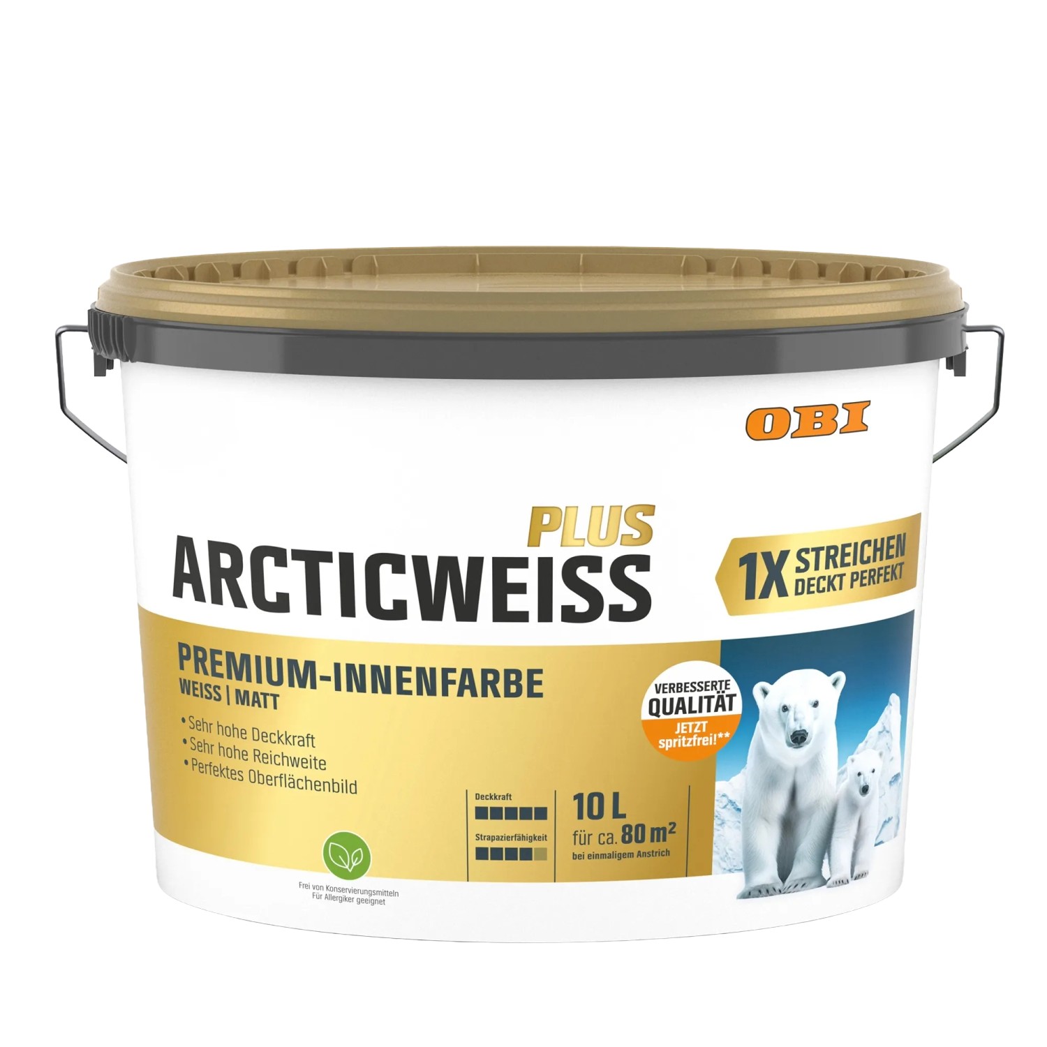 OBI Wandfarbe Arcticweiss Plus Weiß Matt 10,