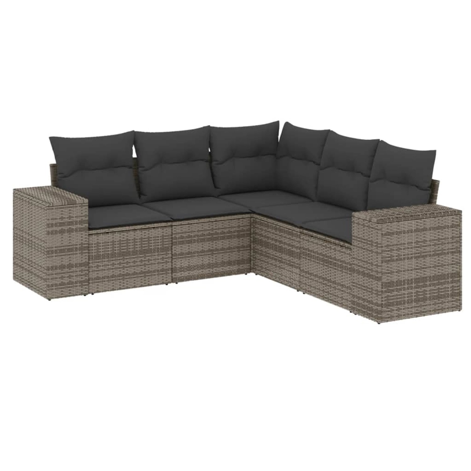 vidaXL 5-Tlg Garten-Sofagarnitur mit Kissen Grau Poly Rattan 3222549 günstig online kaufen