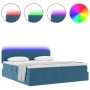 vidaXL Bett mit LED-Lichtleisten Dunkelblau 200 x 200 cm Samt 3371607_4