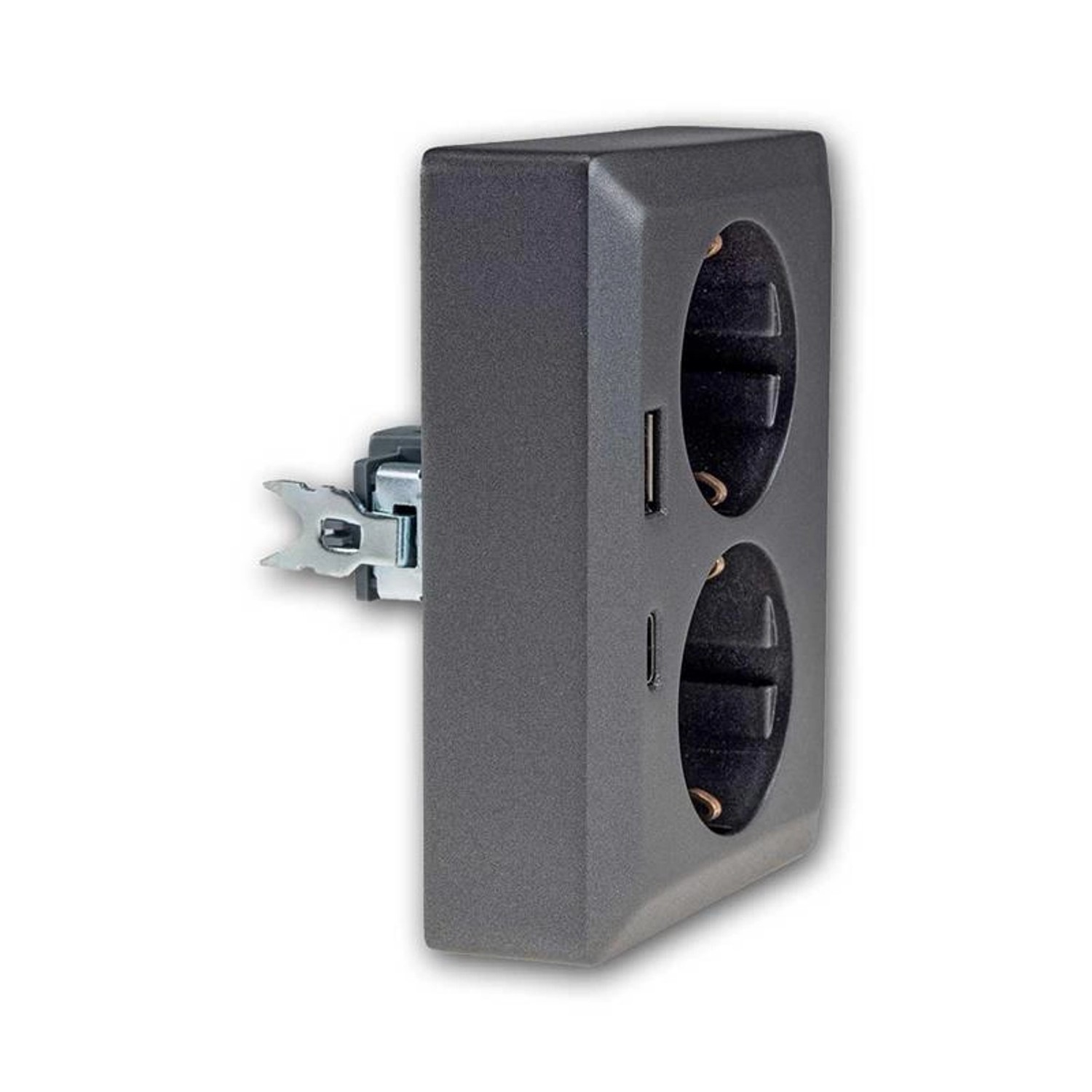 ChiliTec MILOS 2-Fach Steckdose Anthrazit für 1x UP Dose USB CA günstig online kaufen