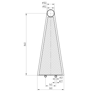 Technische Zeichnung: Treba Außenspindeltreppe Arizona, 1 Stufe, Streckgitter, Ø 180 cm, feuerverzinkt.