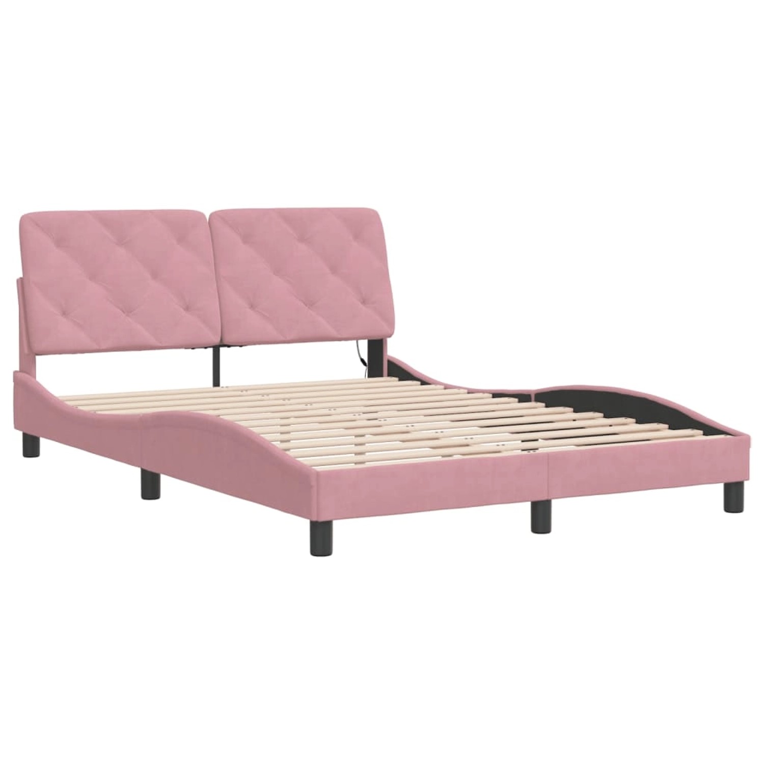 vidaXL Bettgestell mit LED ohne Matratze Rosa 140x190 cm Samt 3213854 günstig online kaufen