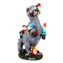 Bunte T-Rex-Gartenfigur aus Polyresin mit Gartenzwergen. Wetterfeste, dekorative Dinosaurier-Figur für Garten & Balkon.