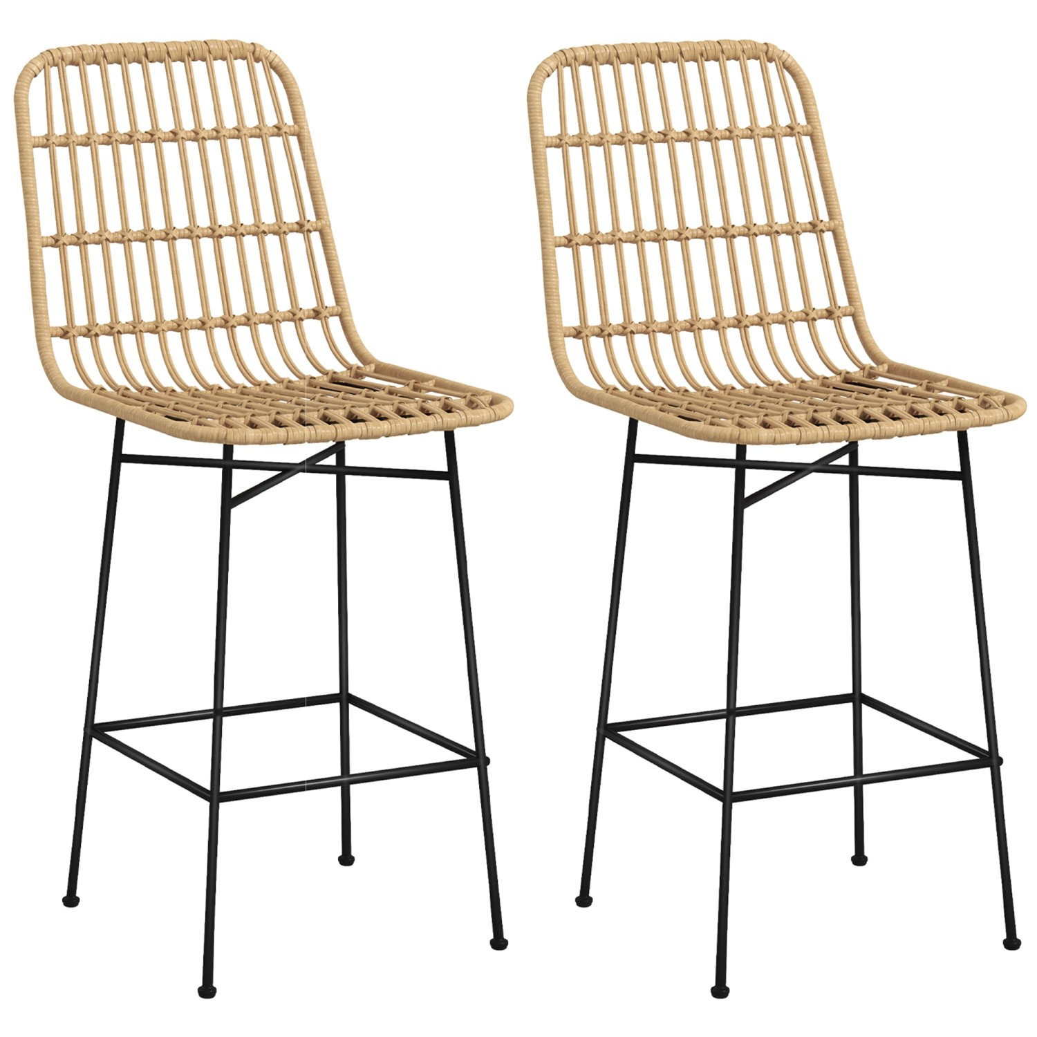 HOMCOM Barhocker 2er-Set Barstühle Tresenhocker mit Rückenlehne günstig online kaufen