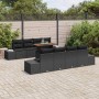 Schwarzes 9-teiliges vidaXL Garten-Sofa-Set aus Poly Rattan mit Tisch und Stauraum.