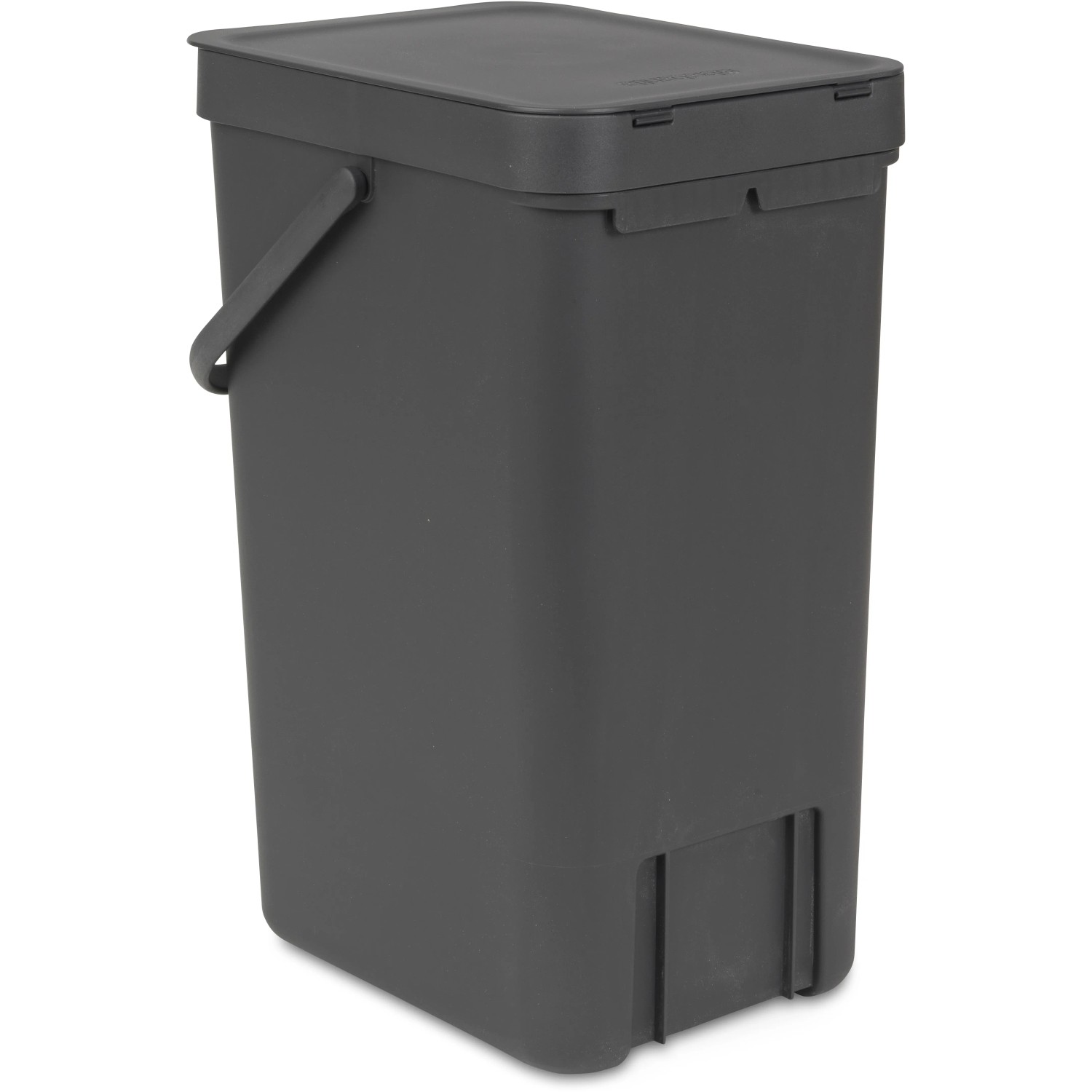 Brabantia Abfallbehälter Sort & Go, 16 l, Grau, mit Deckel und Wandhalterung.