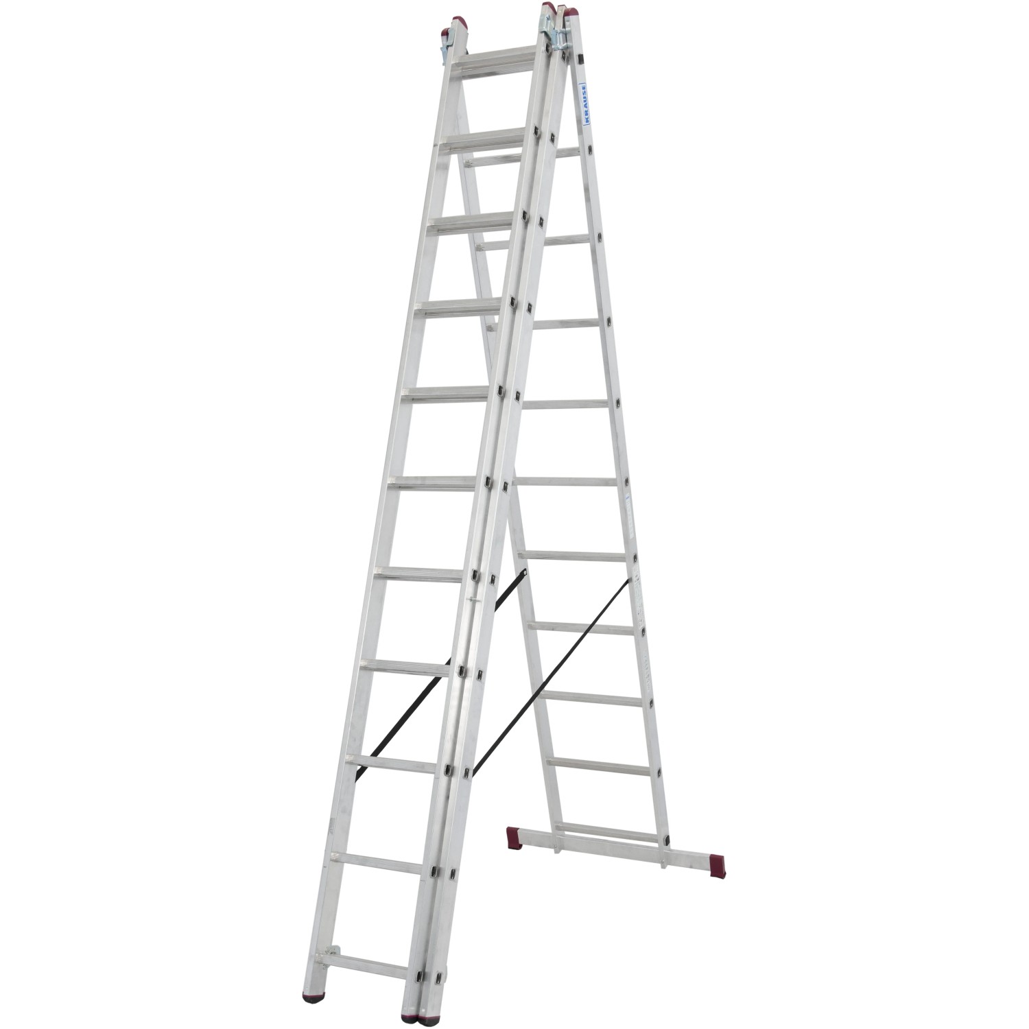 Krause Corda Vielzweckleiter 3 x 11 Sprossen, als Anlege-, Schiebe- und Stehleiter nutzbar.