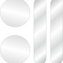 Aufkleber-Set: Runde und streifenförmige Holografie-Leucht-Reflektoren in Weiß, 10,5 cm.